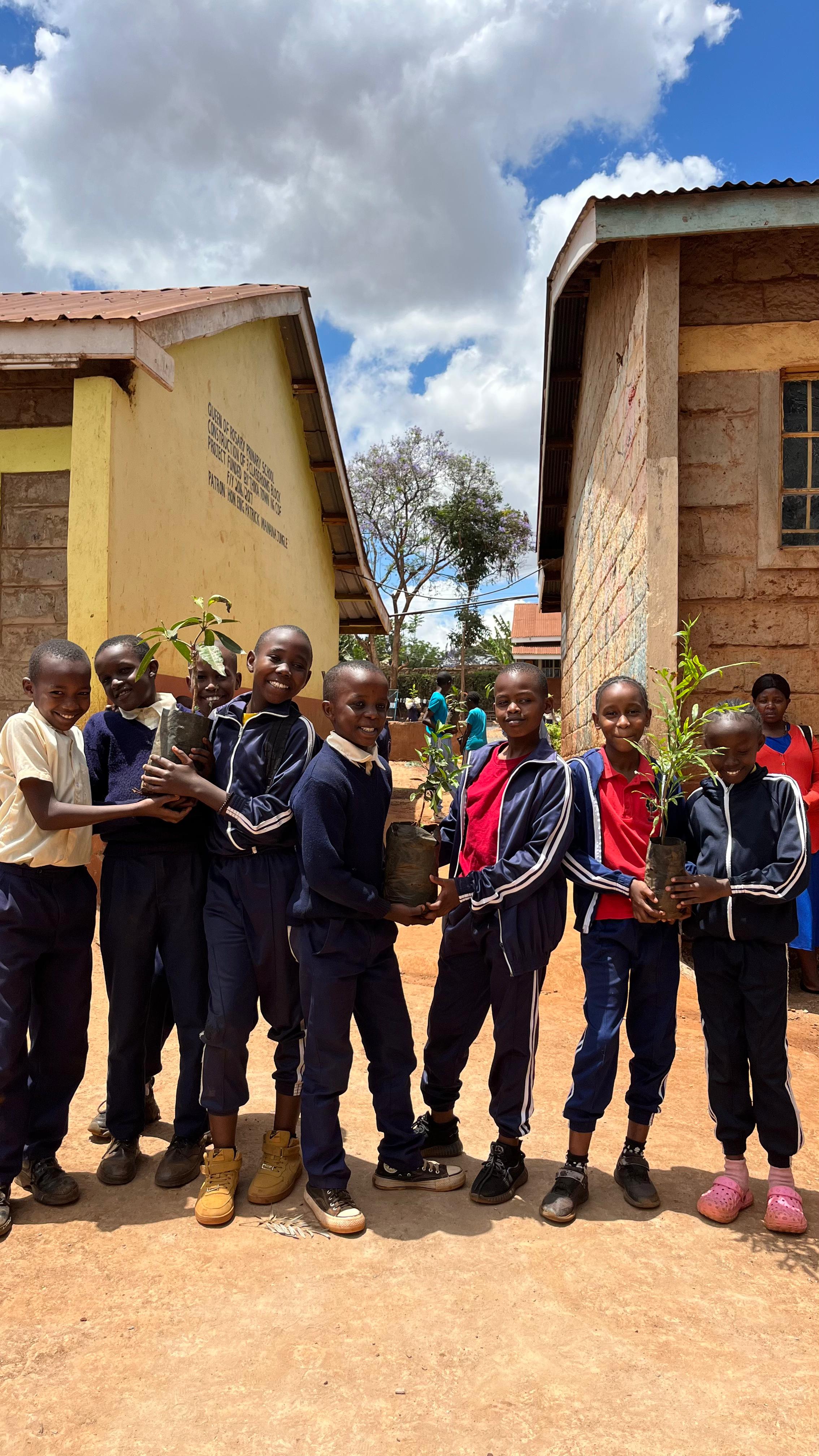 Pupils receiving trees